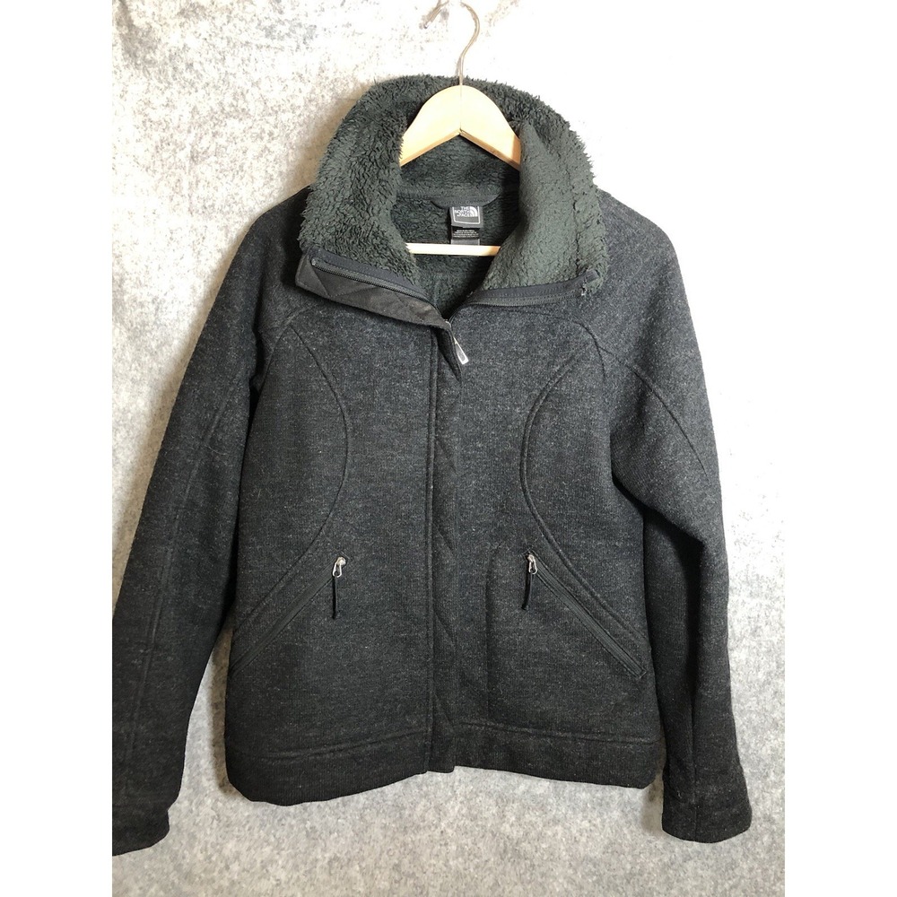 The North Face Coat Womens Medium Black Fleece Lined Full Zip Jacket Outdoor